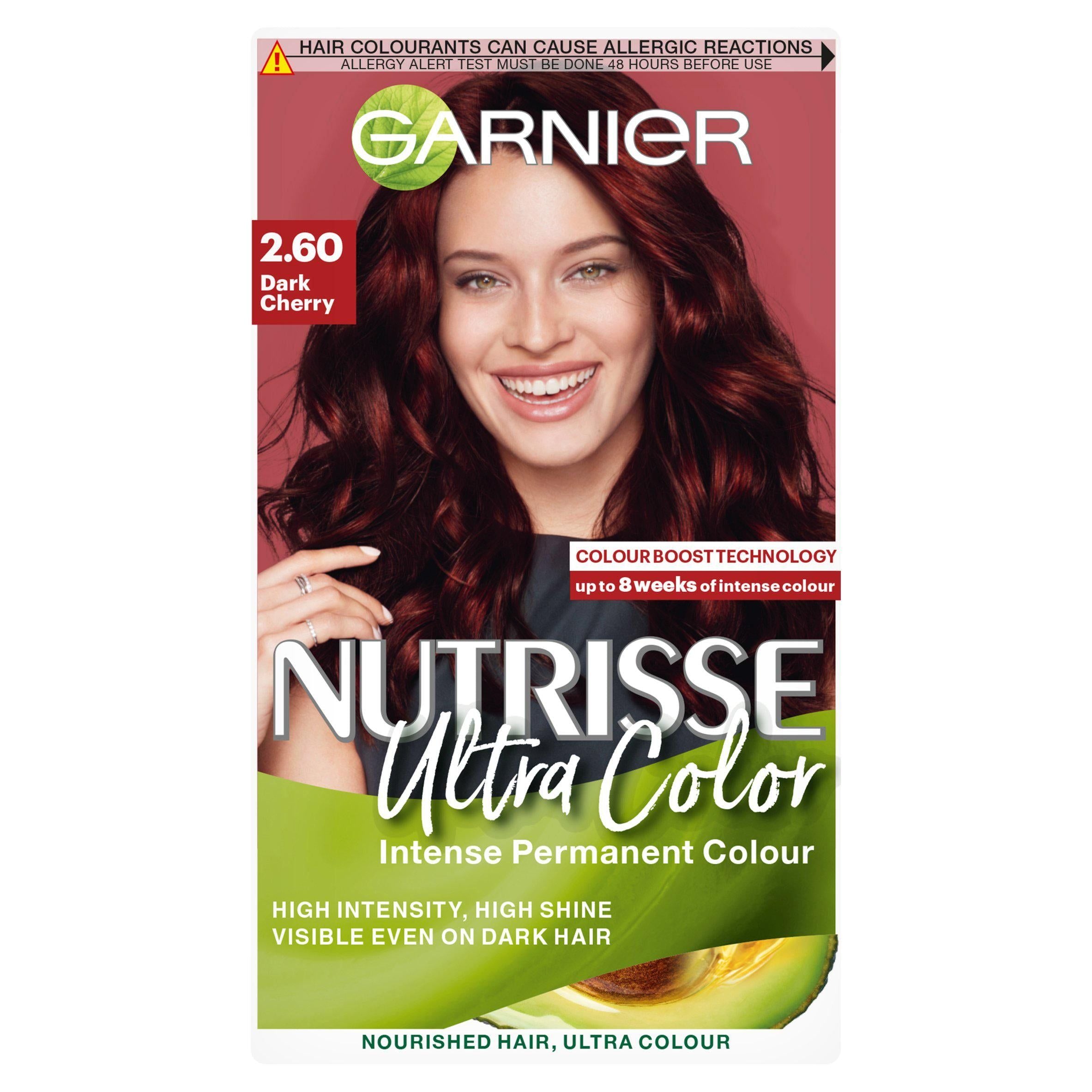 Garnier Nutrisse Ultra Permanent Hair Dye Dark Cherry Red 2.6 Auburn Sainsburys   