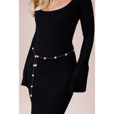 SVNX minimal pearl chain belt in gold, UK version