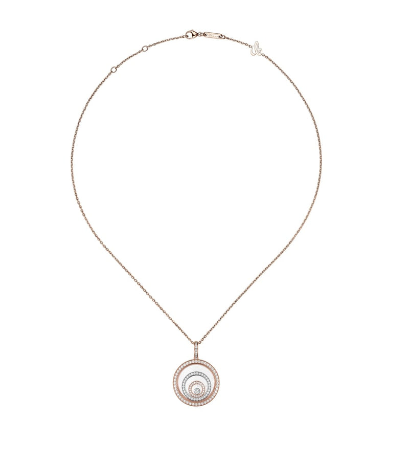 Chopard Happy Spirit necklace 18k white rose gold diamond, UK version