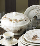 Gien teacup and saucer set with mallard duck graphic print, 175ml, set of 2, UK version