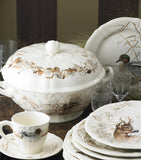 Gien teacup and saucer set with mallard duck graphic print, 175ml, set of 2, UK version