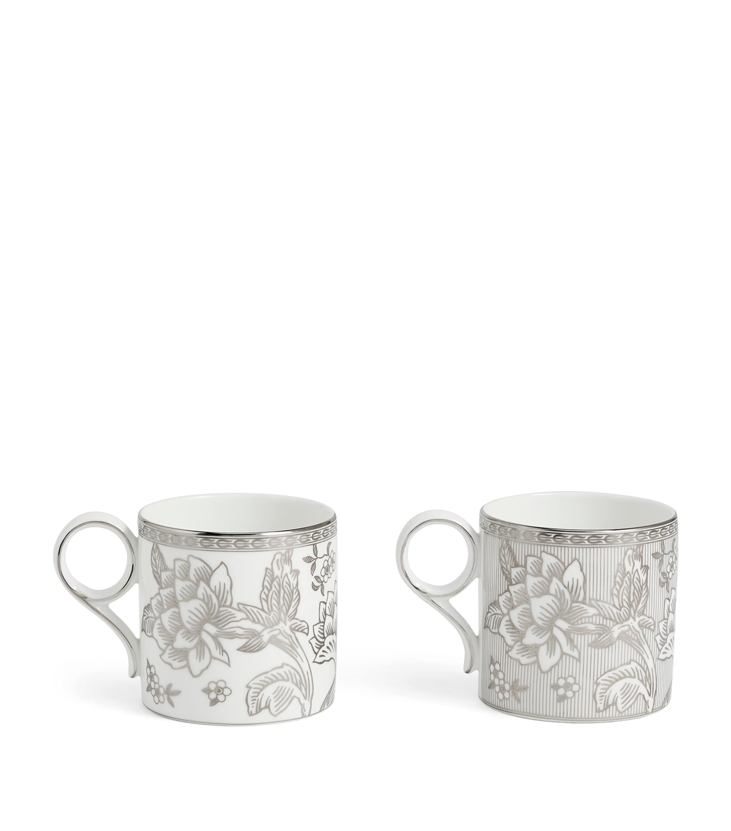 Wedgwood Silver Tonquin bone china mugs set of 2 330ml (British brand)