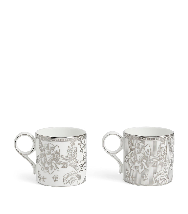 Wedgwood Silver Tonquin bone china mugs set of 2 330ml (British brand)