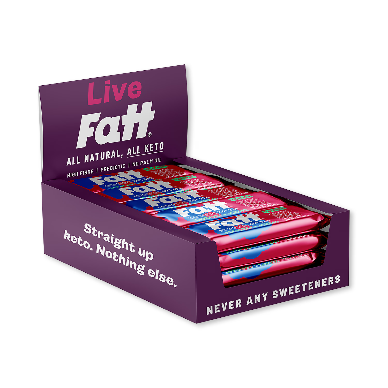Fatt raspberry almond bar 20 x 30g, imported from the UK