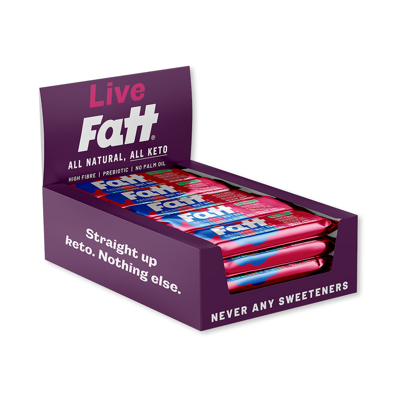 Fatt raspberry almond bar 20 x 30g, imported from the UK