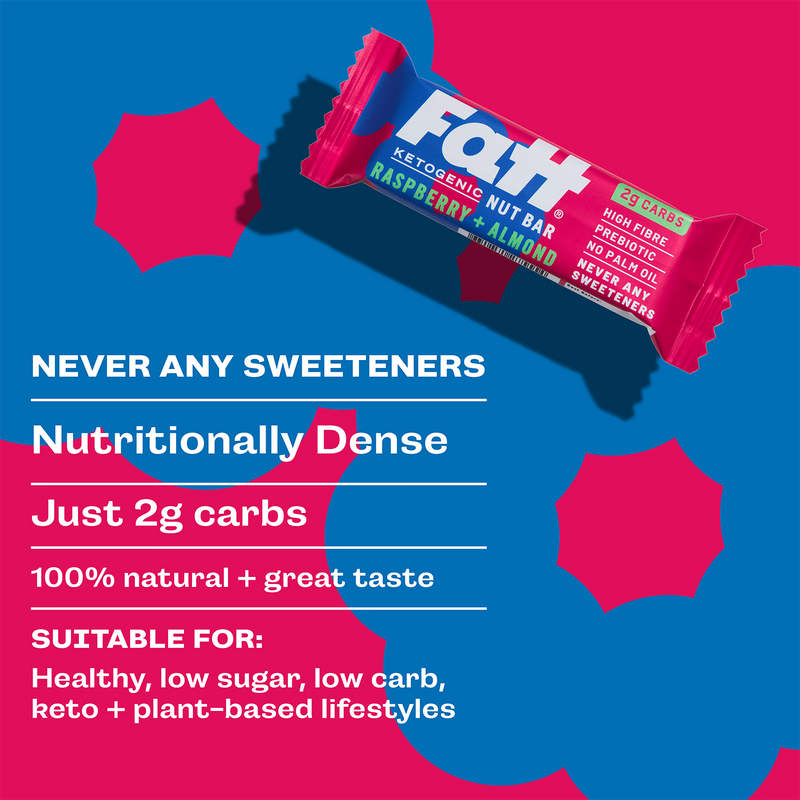 Fatt raspberry almond bar 20 x 30g, imported from the UK
