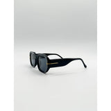 SVNX oval sunglasses with wide arm in black, imported from the UK