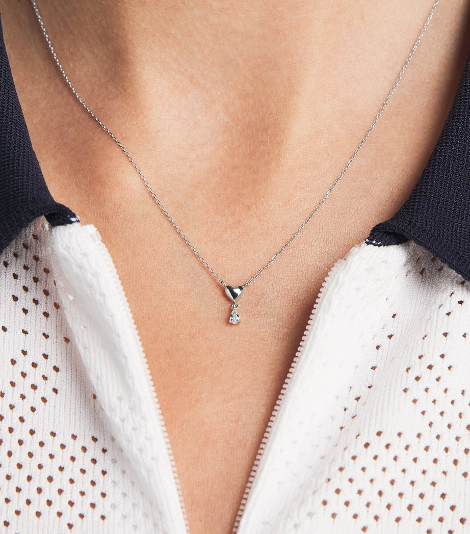 Astrid & Miyu white gold topaz heart necklace, UK version