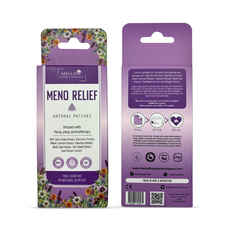 Mellow Patch Company topical patch Meno Relief 18 count, imported from the UK