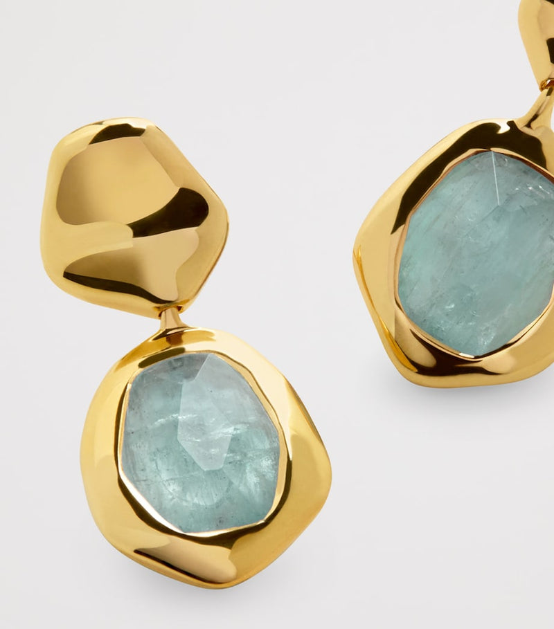 Monica Vinader small gold vermeil aquamarine drop earrings - British product