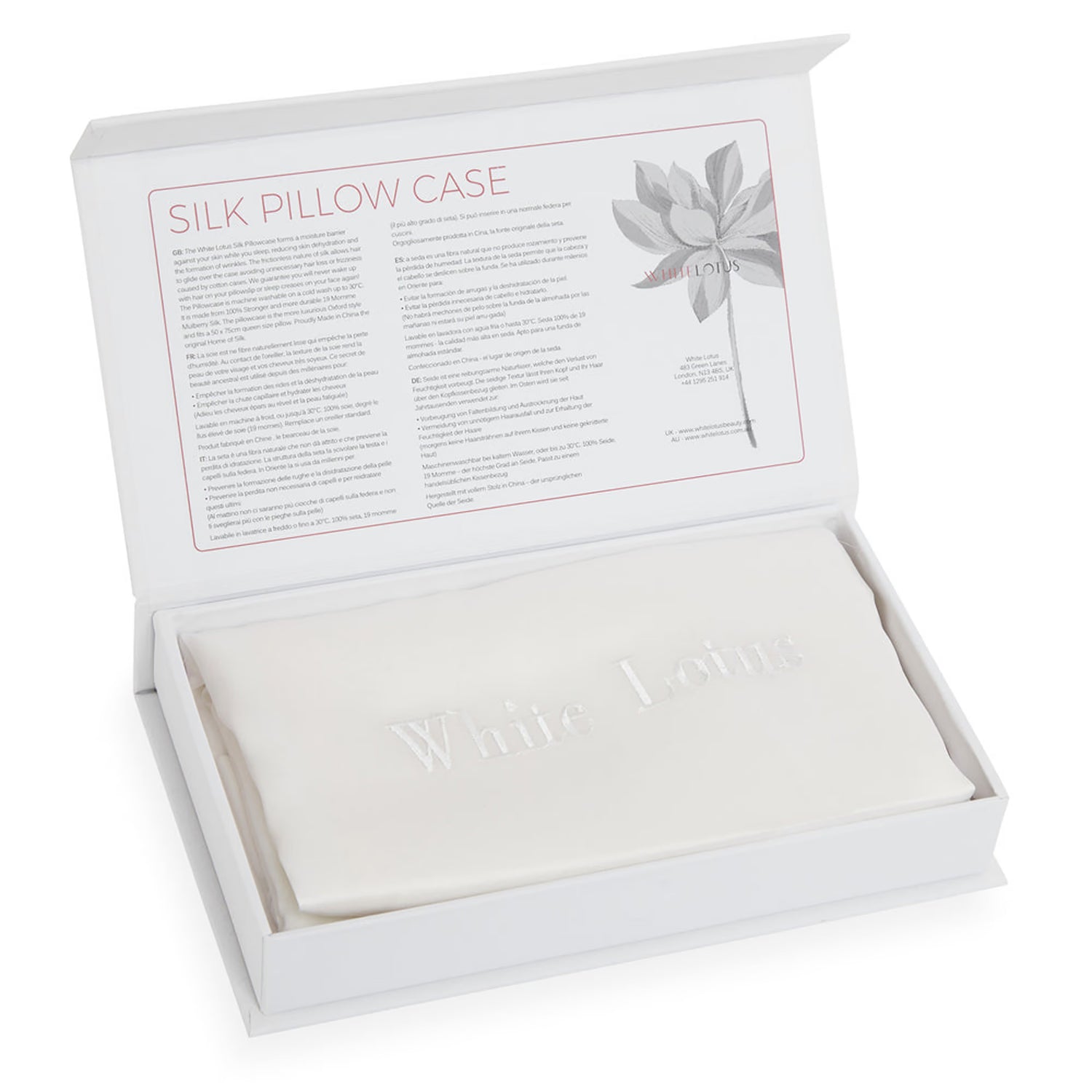 White Lotus Beauty mulberry silk pillowcase queen, imported from the UK
