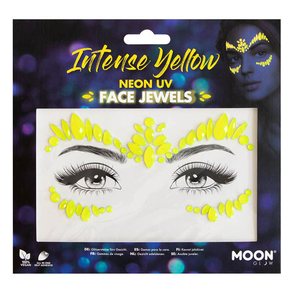 Moon Glow Neon UV Face Jewels Intense Yellow, imported from the UK