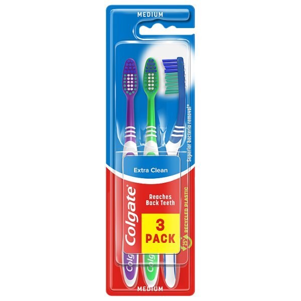 Colgate Extra Clean Medium Toothbrush 3 Pack GOODS Superdrug   