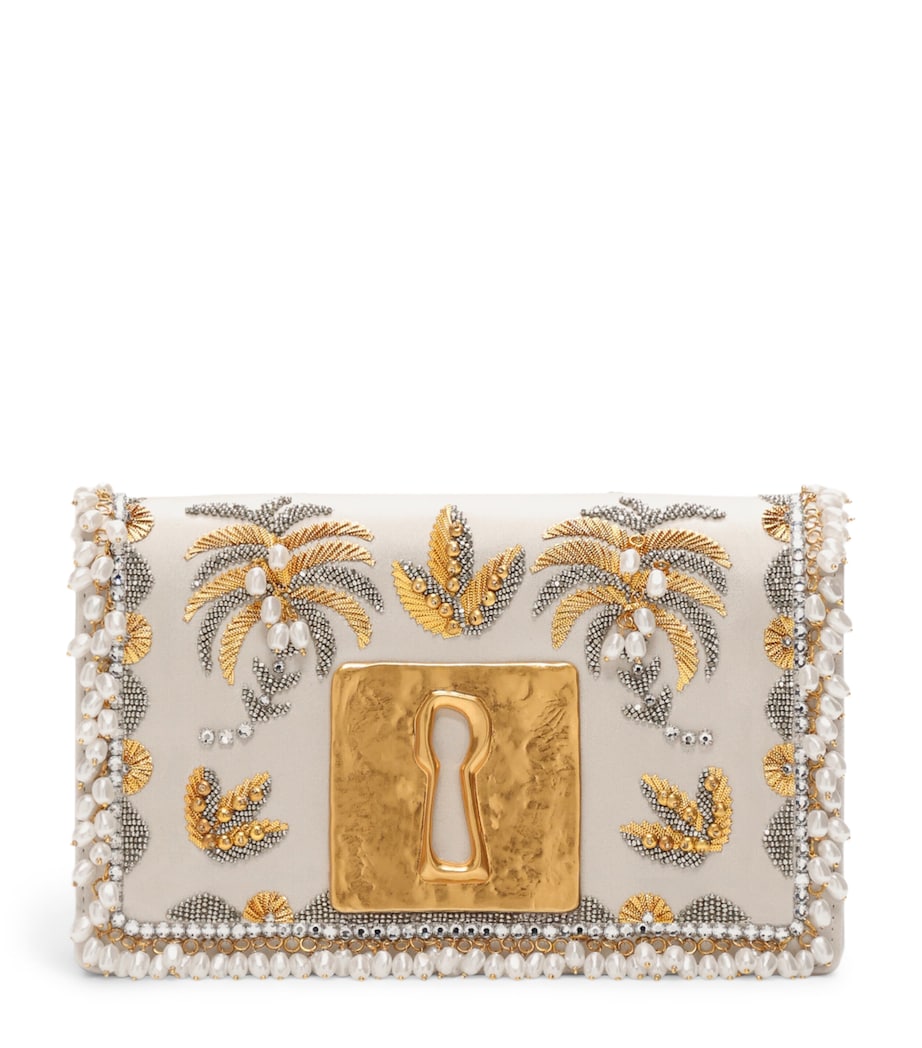 Schiaparelli Keyhole Bijoux clutch bag satin (British brand)