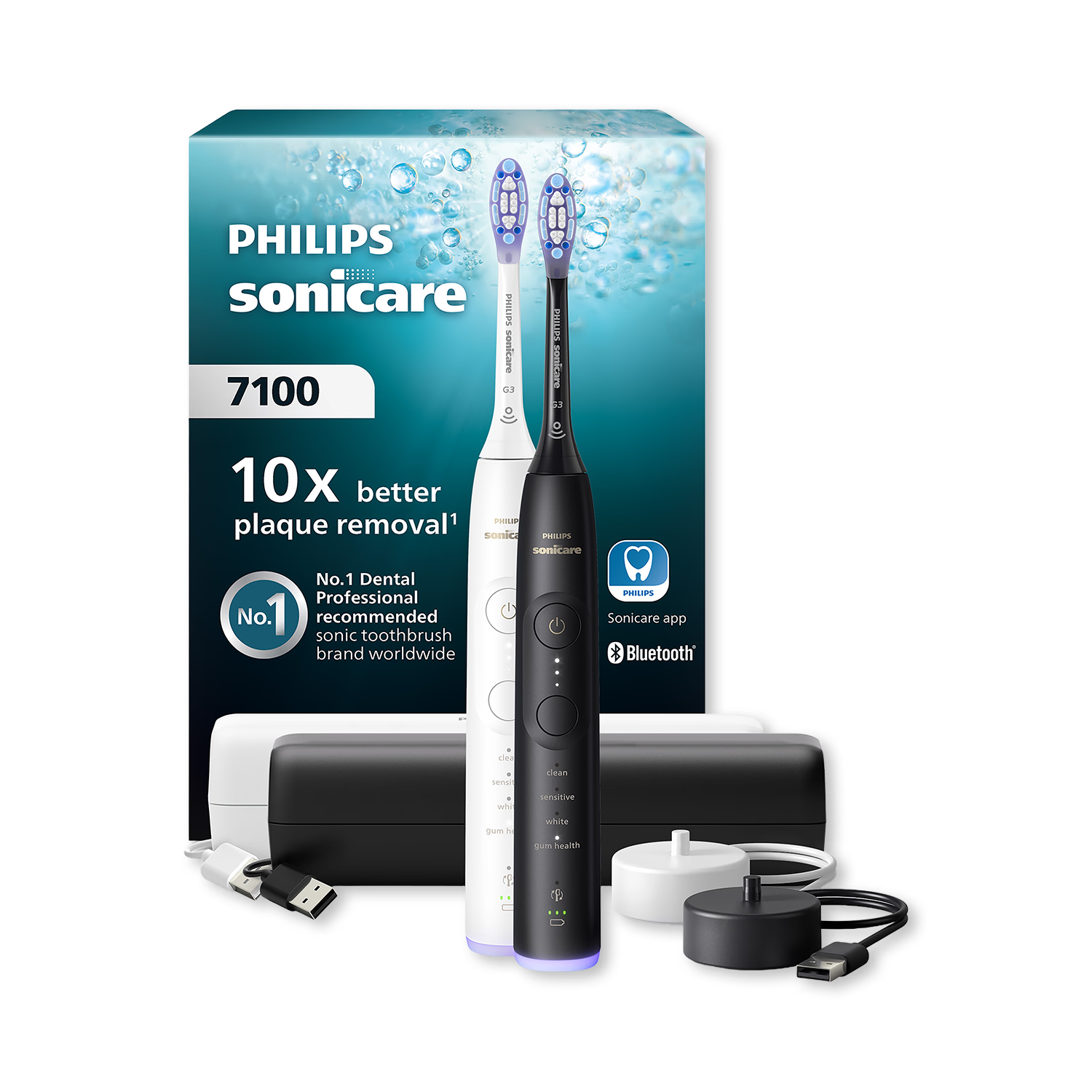 Philips 7100 Sonicare toothbrush white and black, UK version