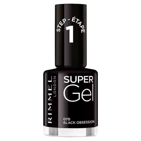 Rimmel Supergel Nail Polish Black Obsession, imported from the UK