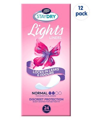 Staydry Lights Normal Liners for Light Incontinence 12 Pack Bundle – 288 Liners