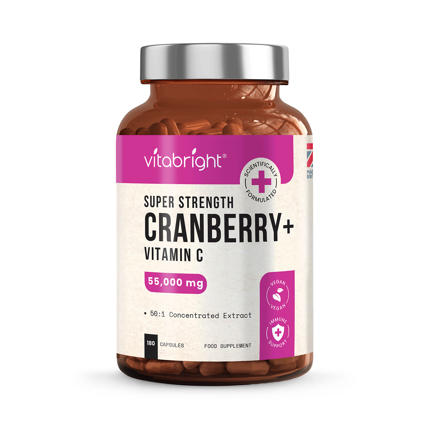 VitaBright Super Strength cranberry capsules 180 count (British brand)