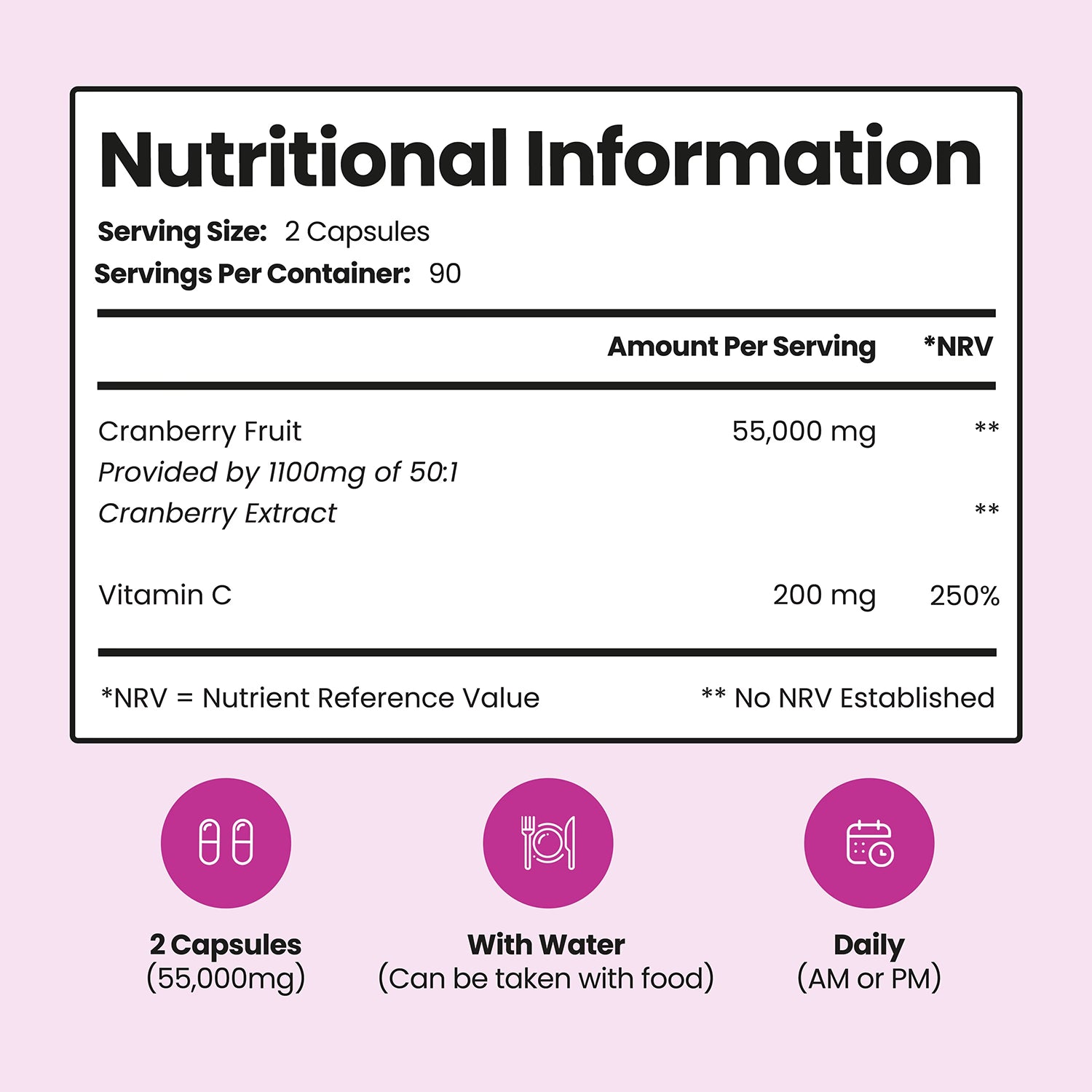 VitaBright Super Strength cranberry capsules 180 count (British brand)