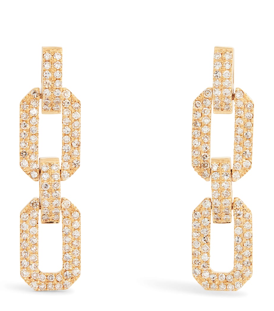 SHAY yellow gold diamond Deco chain earrings, UK version