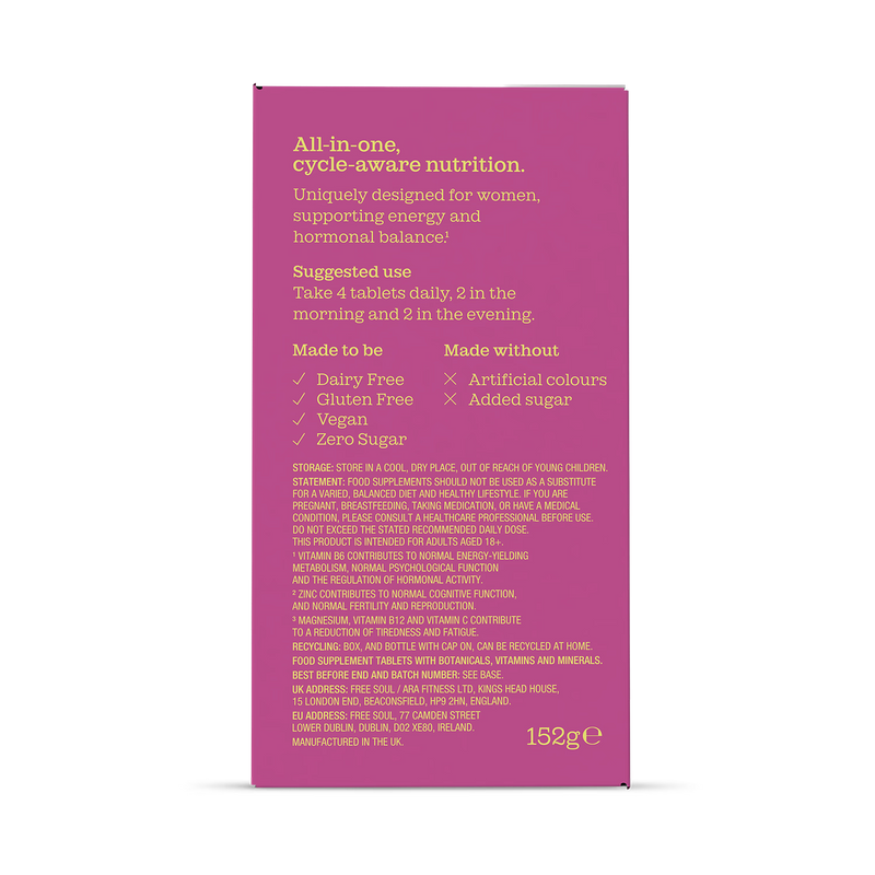 Free Soul Her Cycle supplement 30 servings, imported from the UK