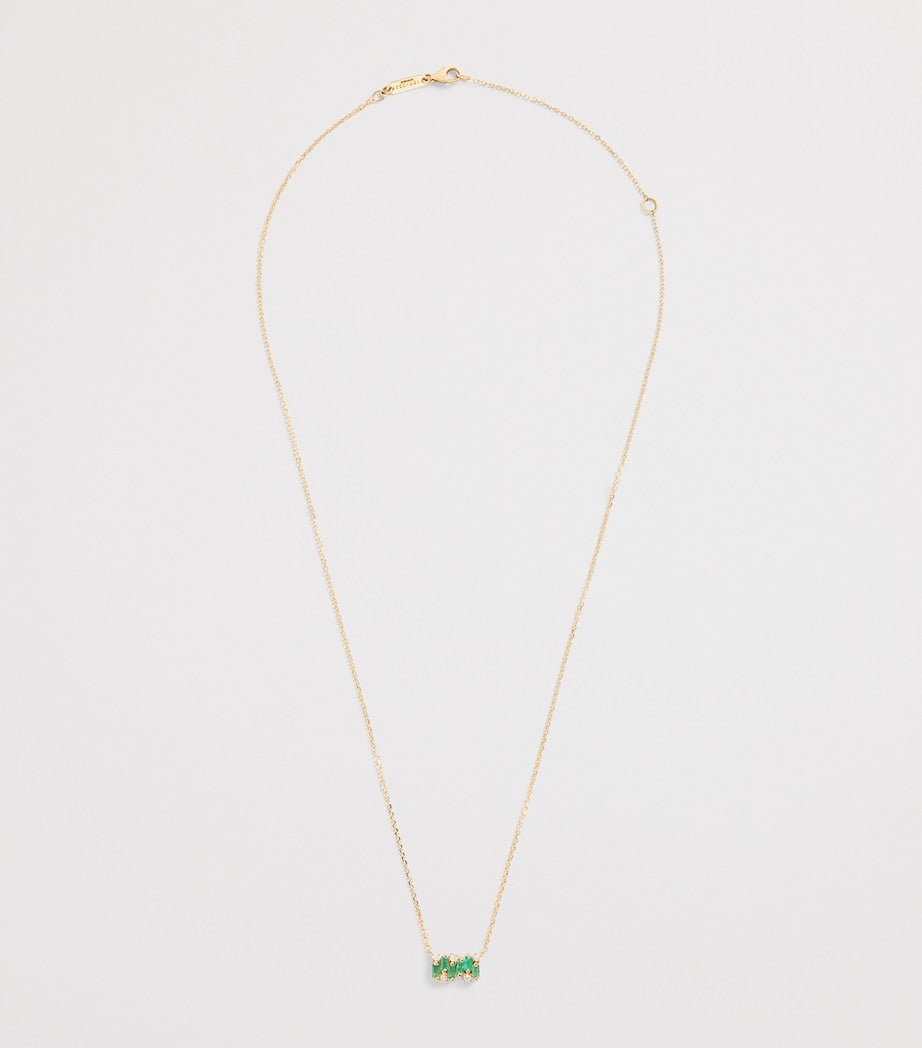 Suzanne Kalan emerald and diamond pendant necklace, imported from the UK