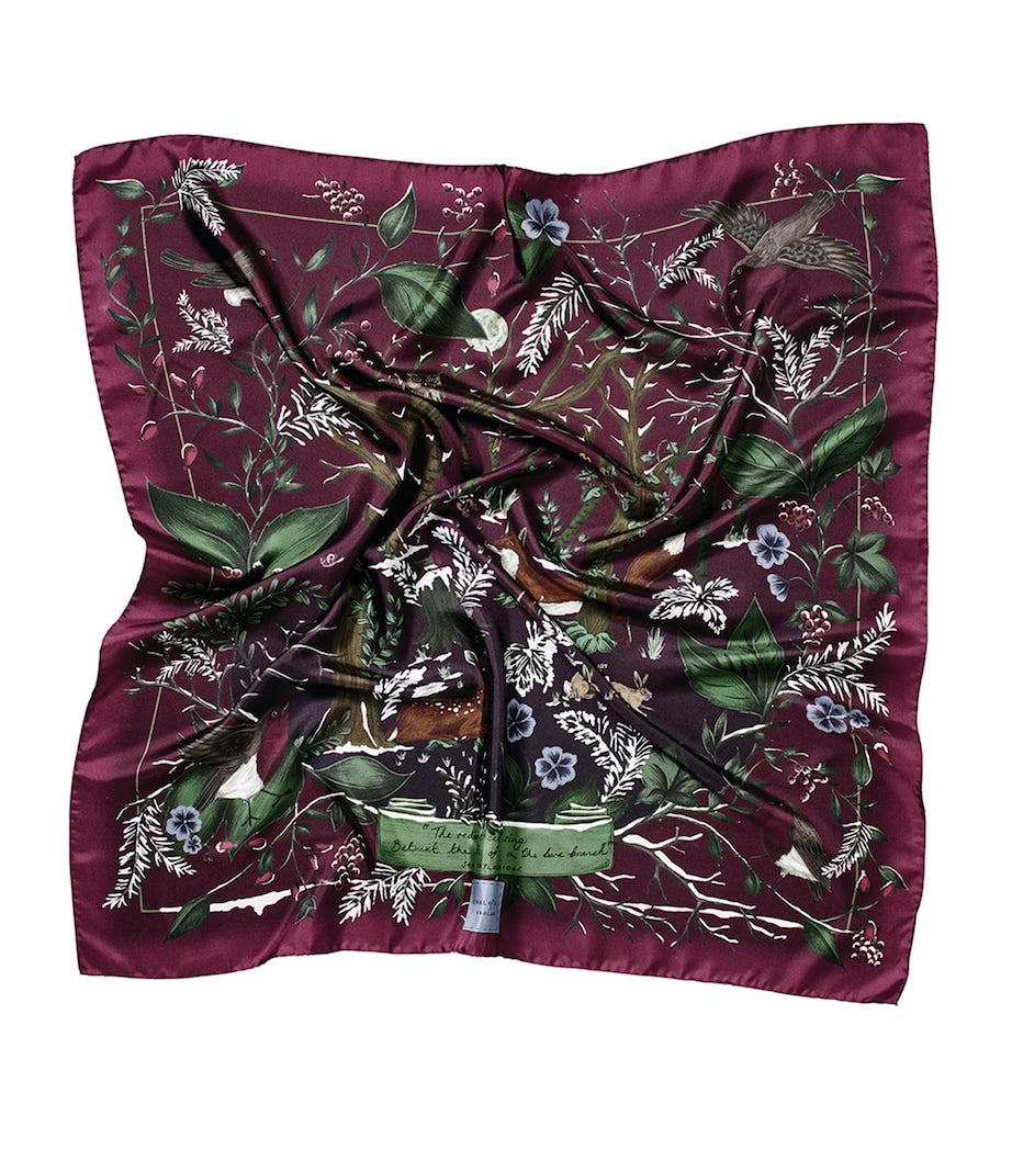 Aspinal of London Woodland silk scarf 90cm - British product