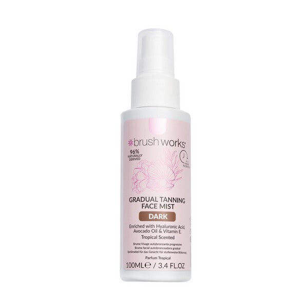 Brushworks Gradual Tan Face Mist Dark 100ml - British product