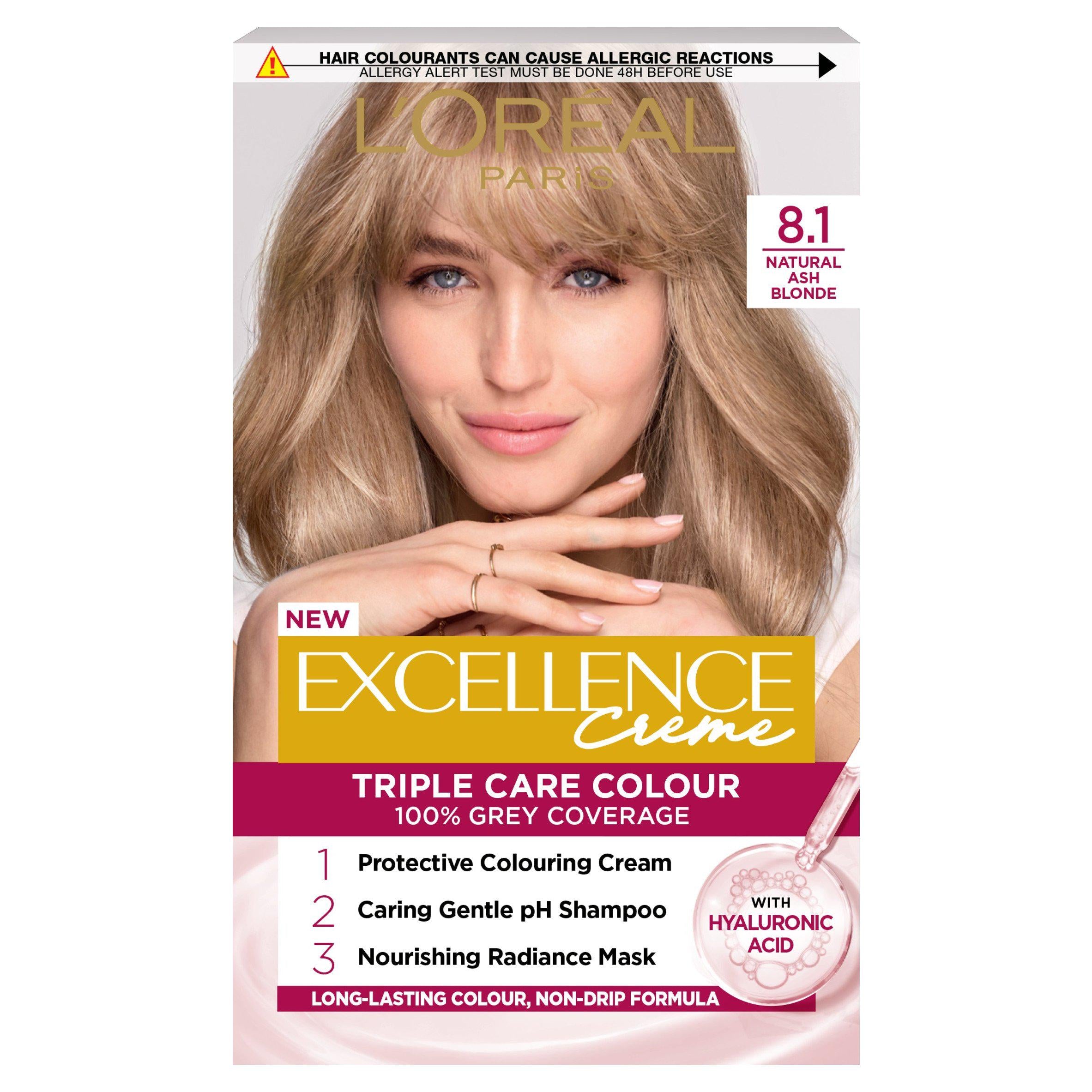 L'Oreal Paris Excellence Permanent Hair Dye Natural Ash Blonde 8.1 Beauty at home Sainsburys   