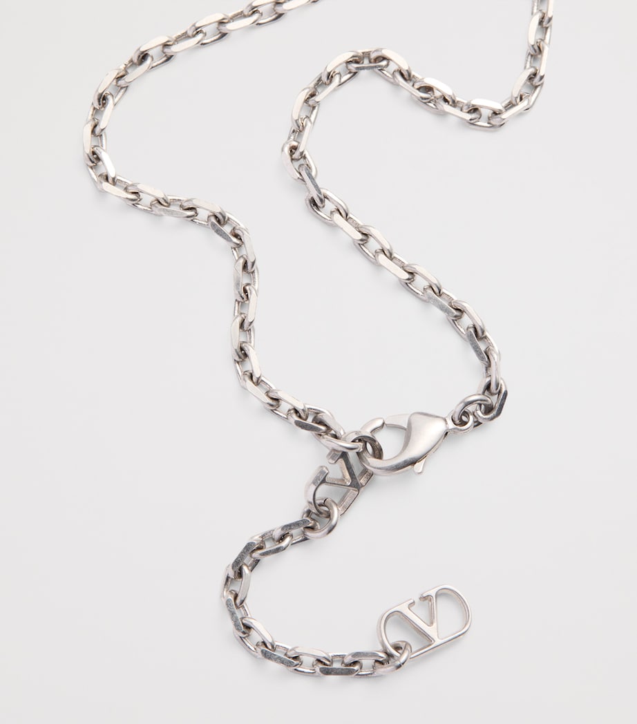 Valentino Garavani crystal heart necklace palladium finish, UK version
