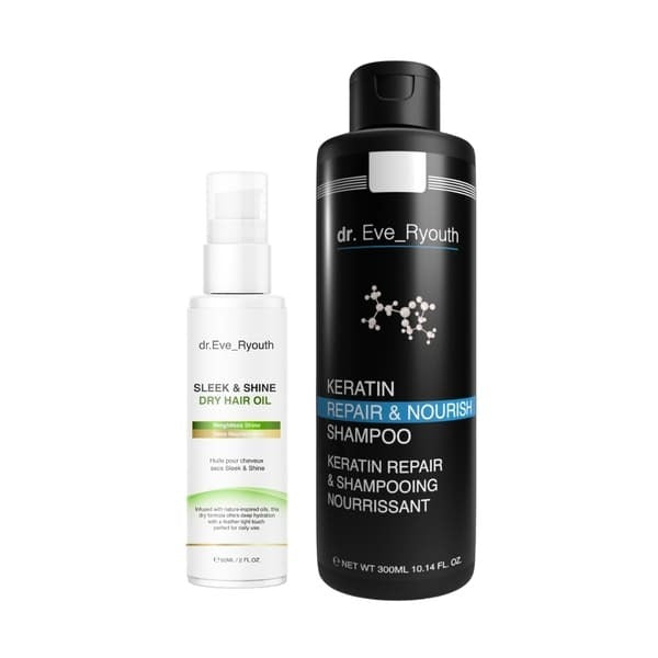Dr Ever keratin shampoo and hair oil set - British product