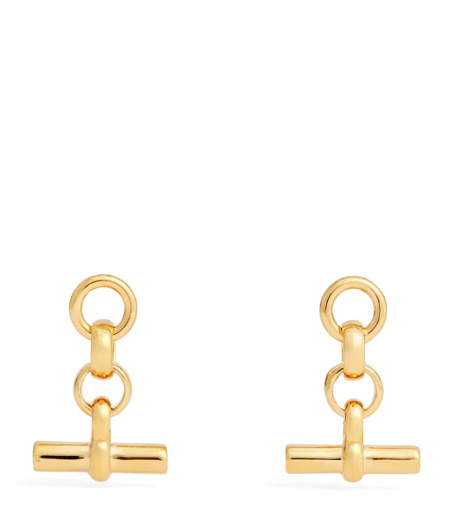 Tilly Sveaas gold-plated T-bar drop earrings (British brand)