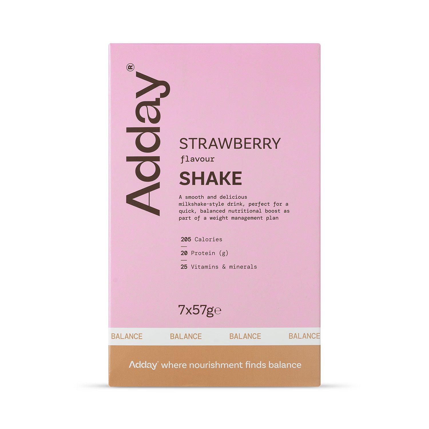 Adday strawberry meal replacement shake 7x57g, imported from the UK