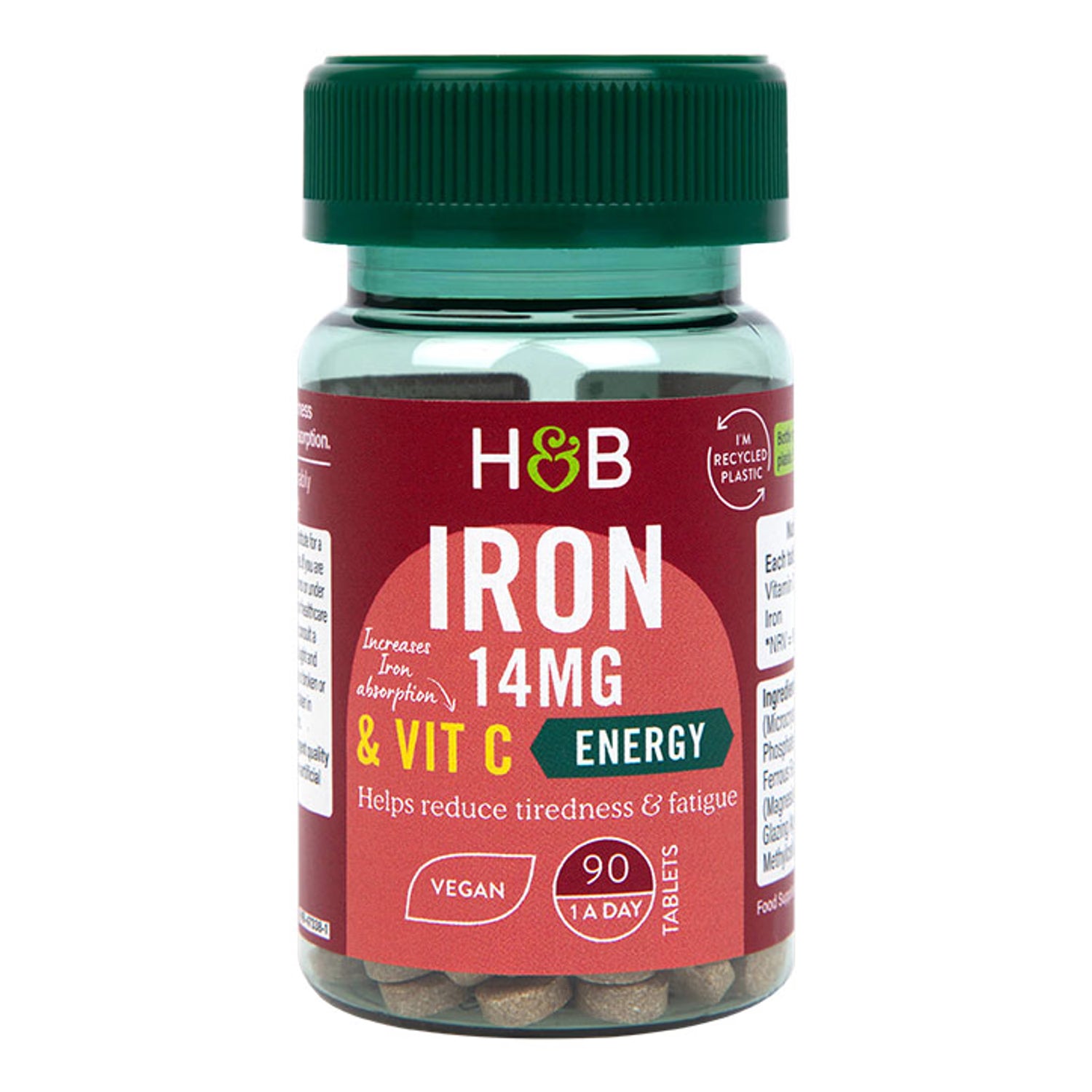 Holland & Barrett Iron and Vitamin C Tablets 14mg 90 Pack, UK version