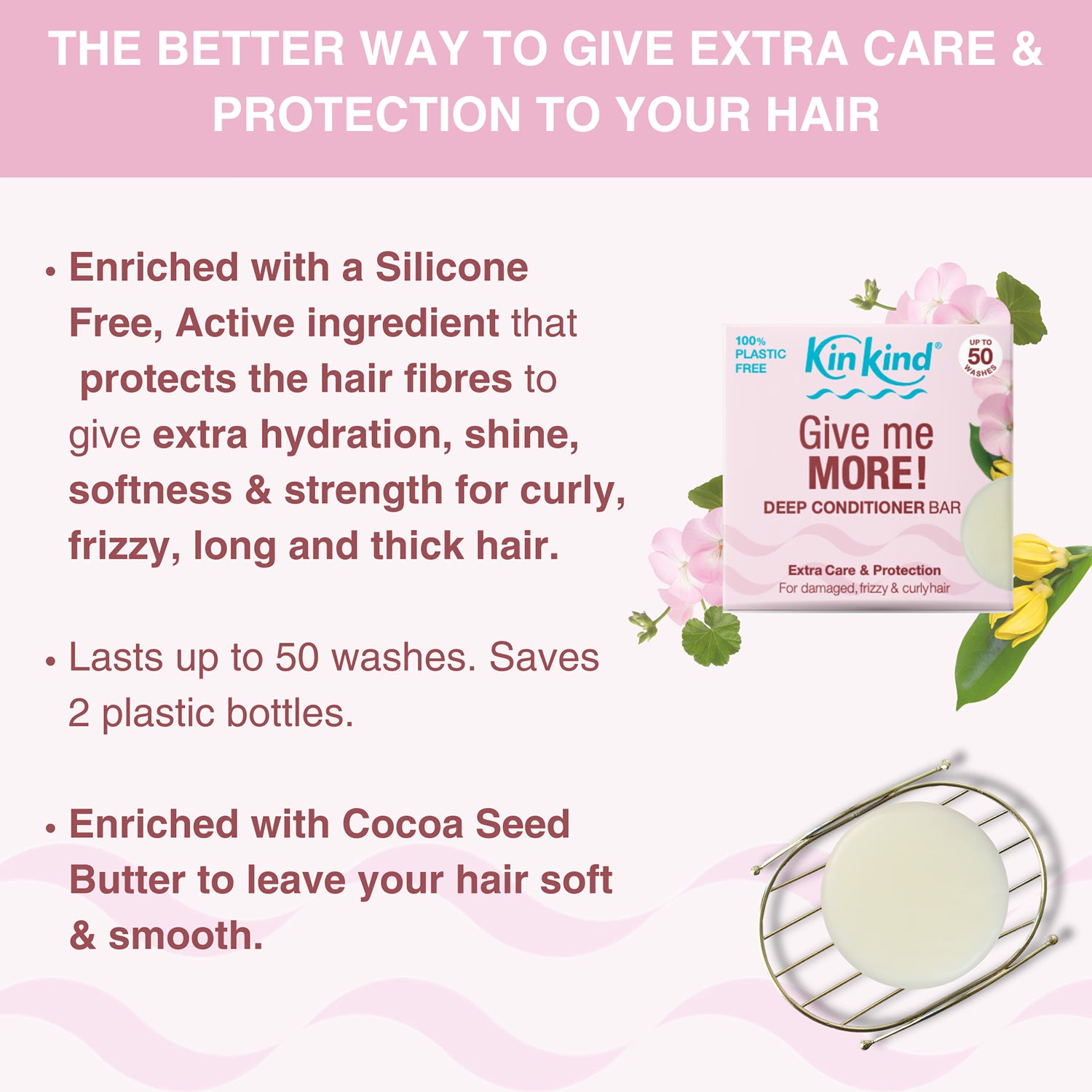 KinKind Give me MORE! conditioner bar 40g, UK version