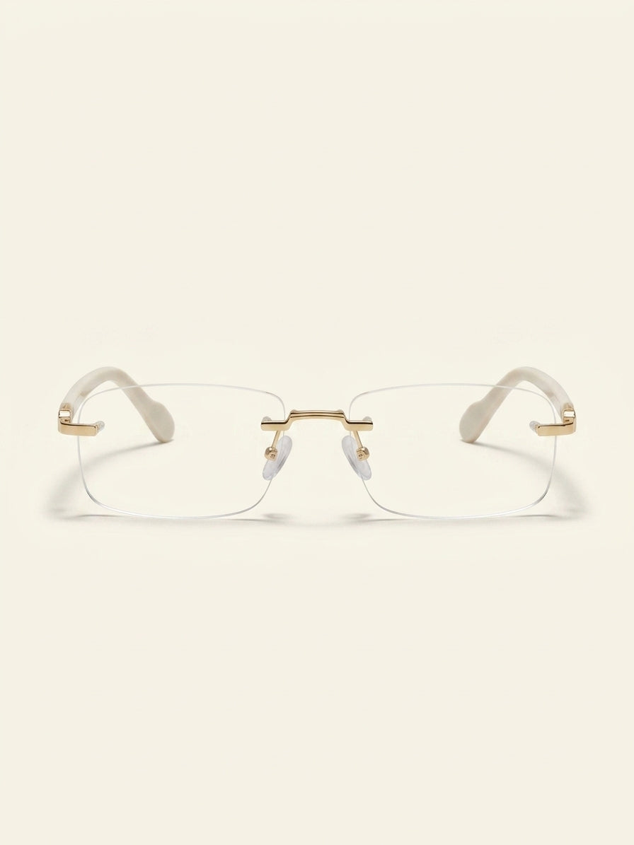 Gucci metal rectangle-frame eyeglasses with plain lenses, UK version