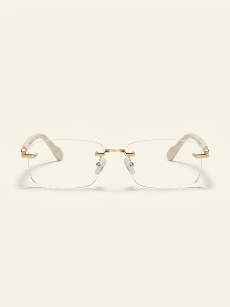 Gucci metal rectangle-frame eyeglasses with plain lenses, UK version