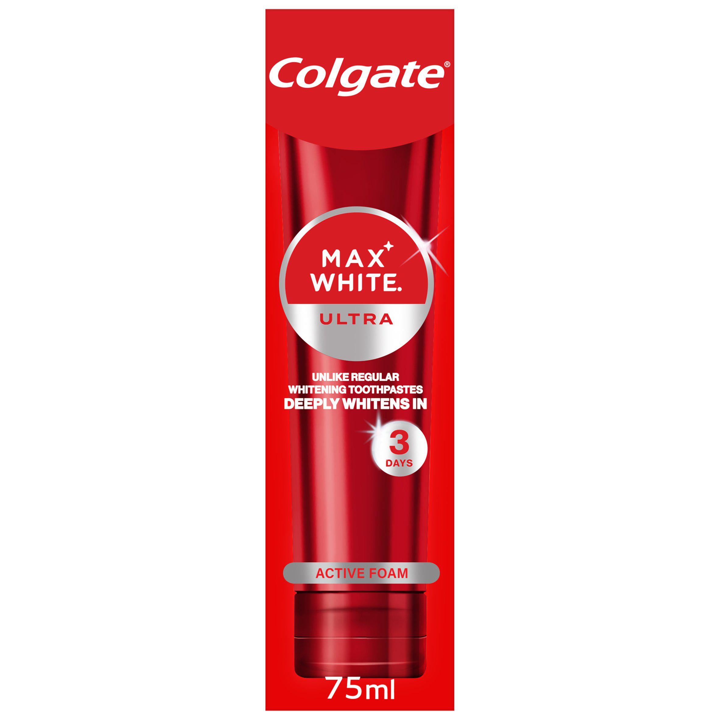 Colgate Max White Ultra Active Foam Whitening Toothpaste 75ml GOODS Sainsburys   