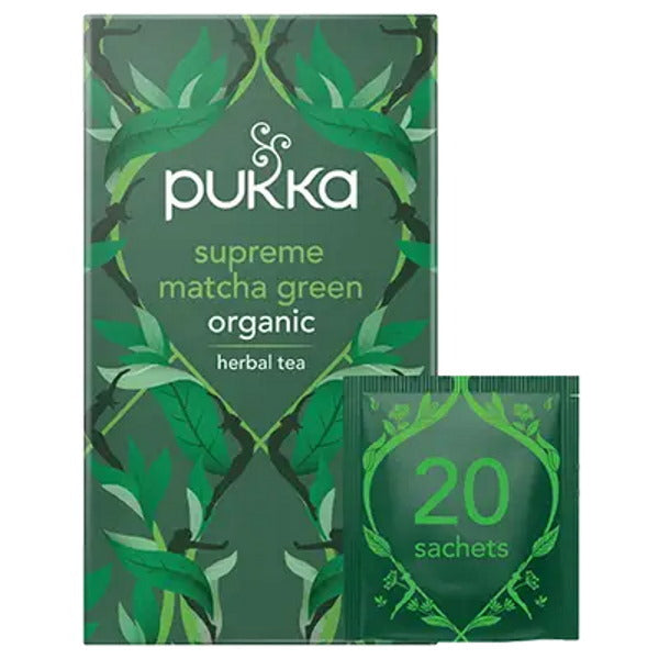 Pukka Herbs Supreme Matcha Green Tea 20 teabags, imported from the UK