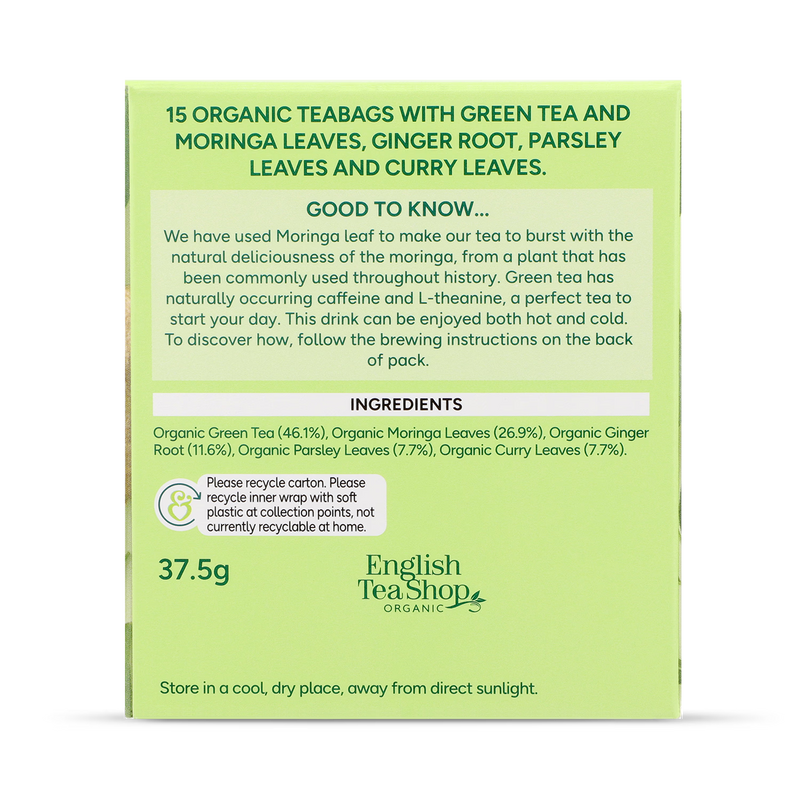 Holland & Barrett Organic Moringa Green Tea 15 bags, UK version