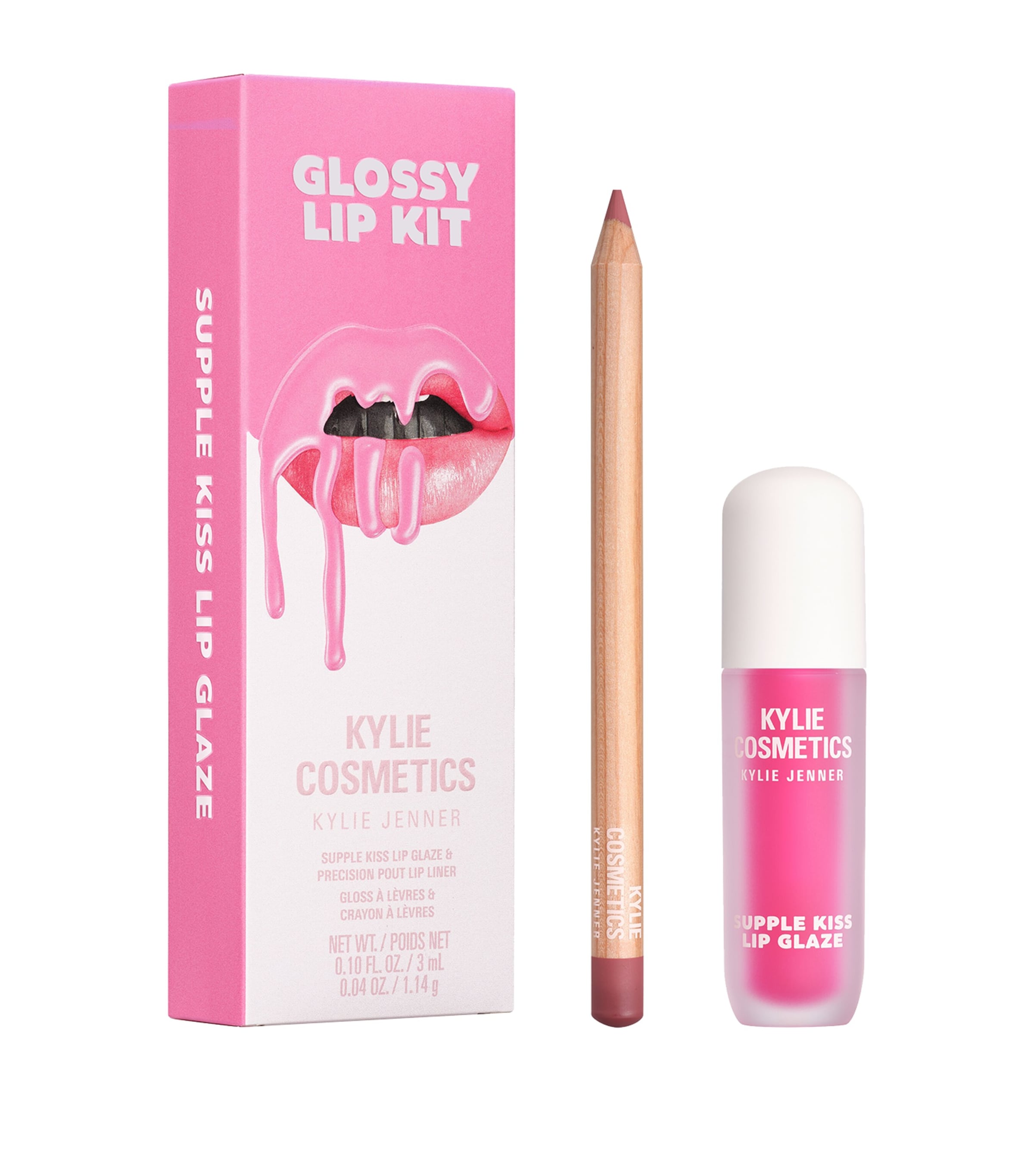 Kylie Cosmetics glossy lip kit with 1g lip liner and 3ml lip gloss, UK version