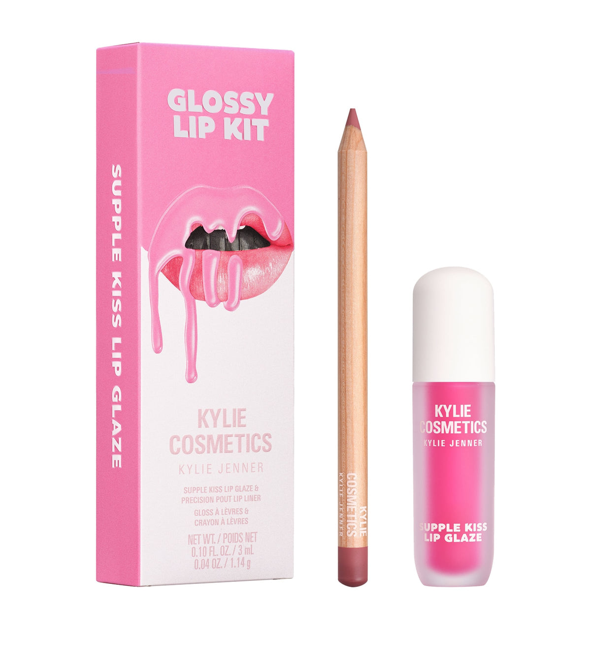 Kylie Cosmetics glossy lip kit with 1g lip liner and 3ml lip gloss, UK version