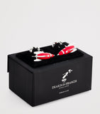 Deakin & Francis sterling silver enamel rocket cufflinks, imported from the UK