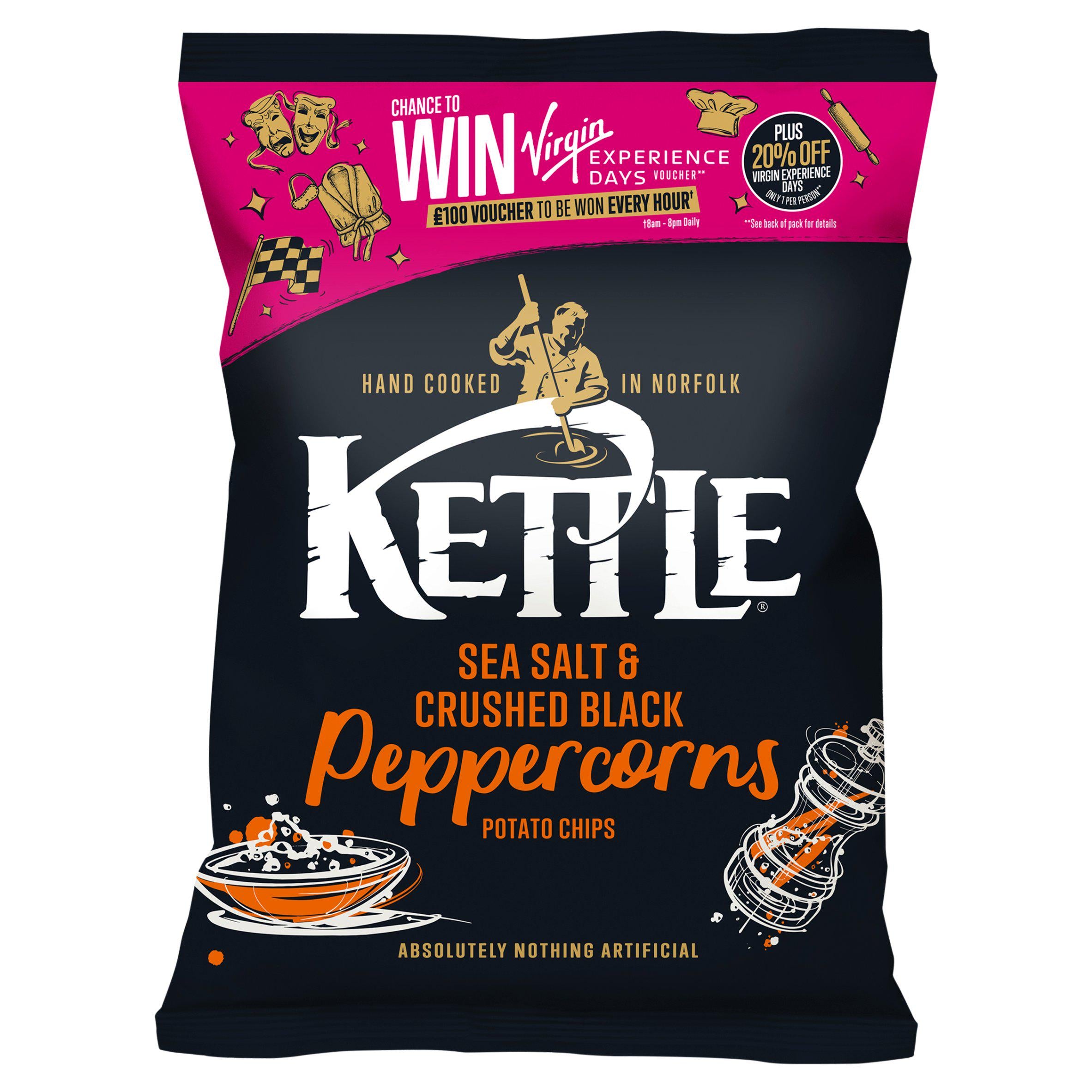 Kettle Chips Sea Salt & Crushed Black Peppercorns Sharing Crisps 130g GOODS Sainsburys   