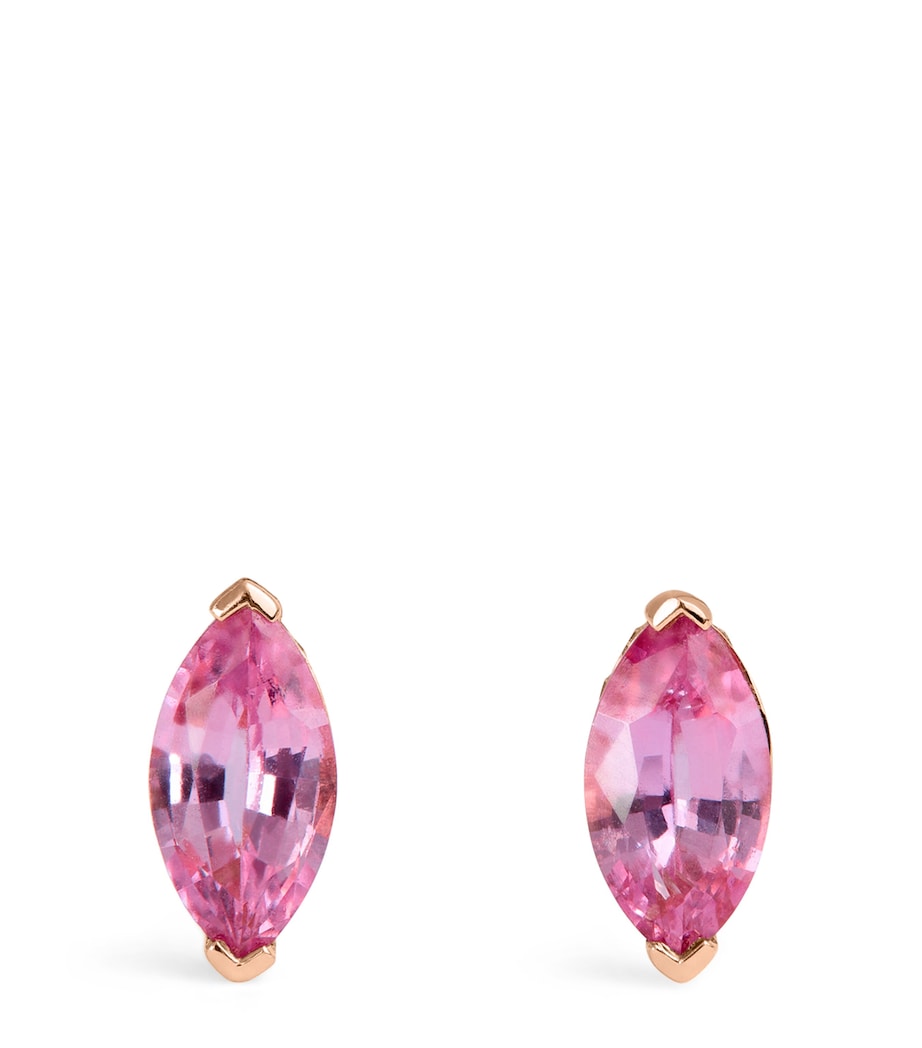 SHAY rose gold stud earrings with pink sapphire and diamond halo - British product