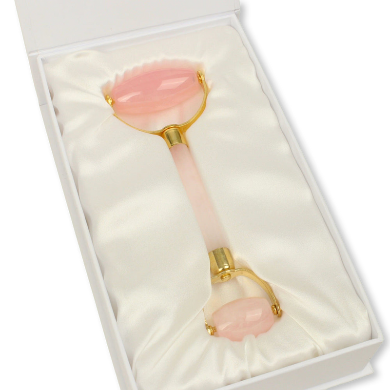 Genuine Crystal rose quartz roller double-sided, UK version
