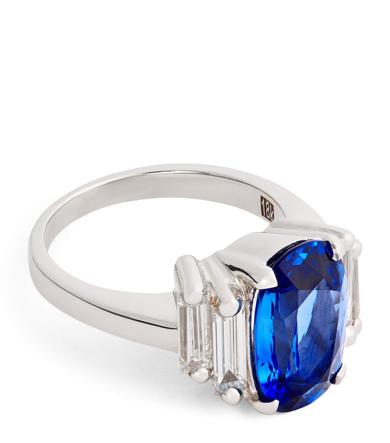 Suzanne Kalan white gold sapphire diamond ring, imported from the UK