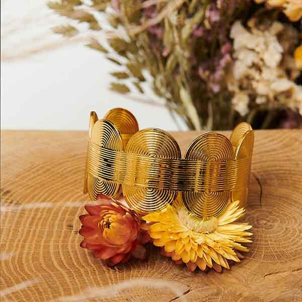 Izabel London abstract textured wide metallic bracelet (British brand)