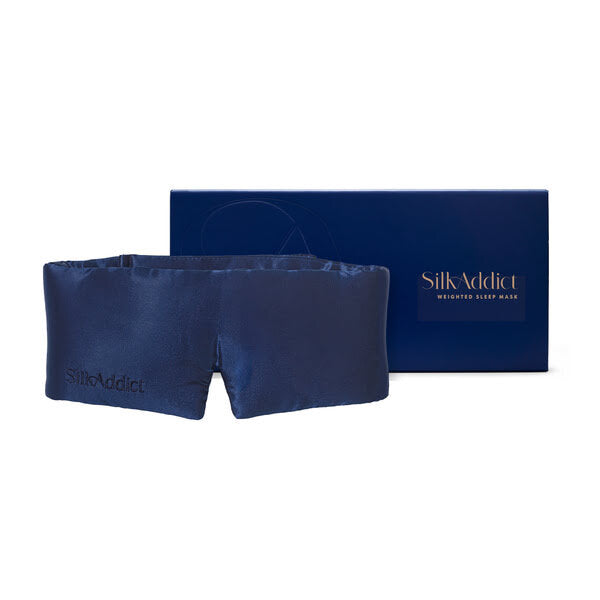 Silk Addict weighted mulberry silk sleep mask navy - British product