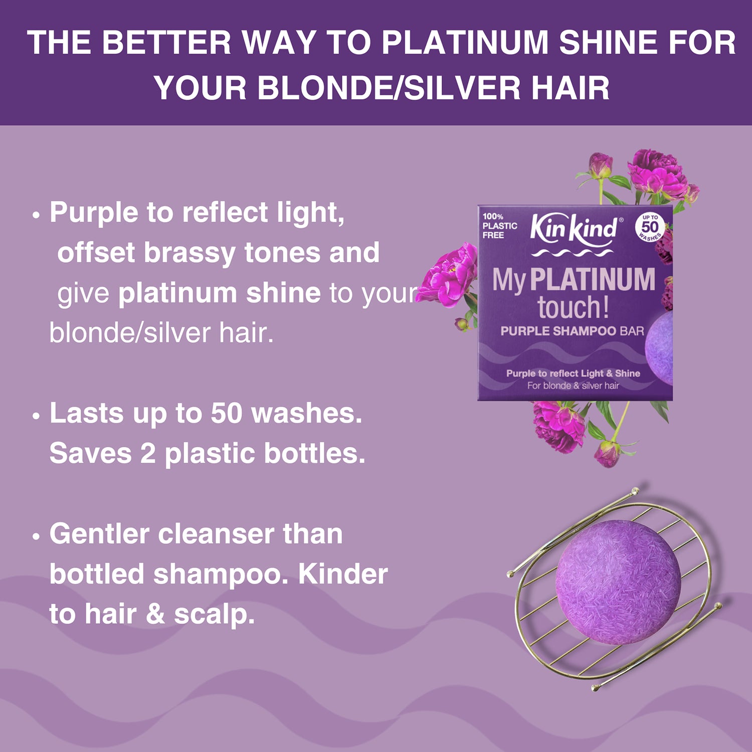 KinKind purple shampoo bar 50g, imported from the UK